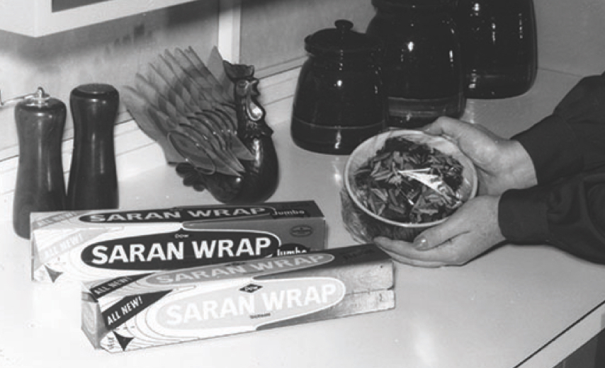Saran wrap boxes in kitchen